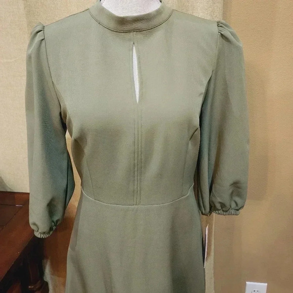 Nanette Lepore women's Keyhole Fit and Flare Olive Dress size 6 NWT - Picture 5 of 13